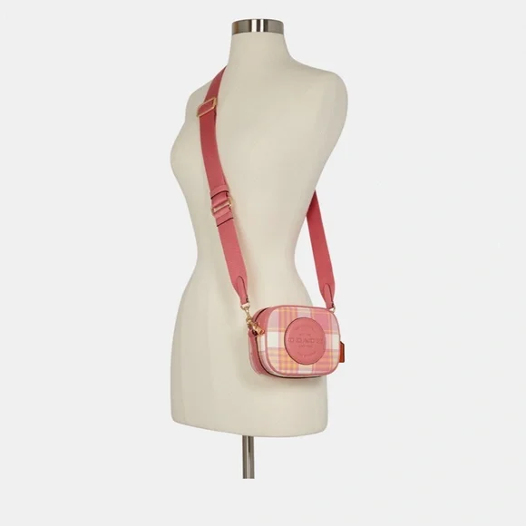 COACH Mini Dempsey Camera Bag With Garden Plaid Print And Coach Patch BRAND NEW - Picture 2 of 8